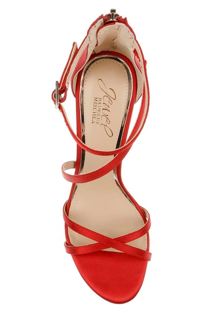 Shop Jewel Badgley Mischka Galen Strappy Platform Sandal In Red Satin