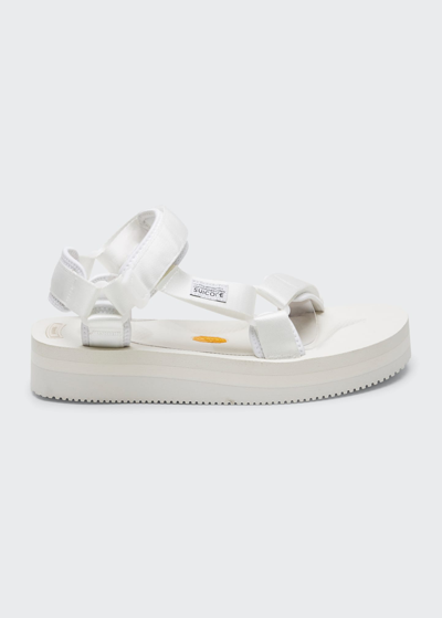 Shop Suicoke Depa T-strap Nylon Sporty Sandals In White