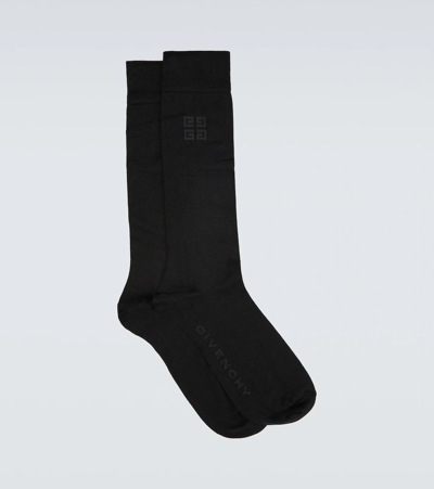 Shop Givenchy 4g Silk-blend Socks In Black