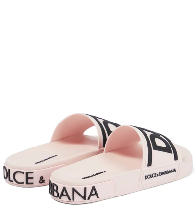 Shop Dolce & Gabbana Logo Slides In Pink/black