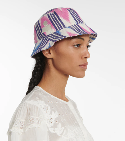 Isabel Marant Haley Stripe Printed Canvas Bucket Hat In Ecru