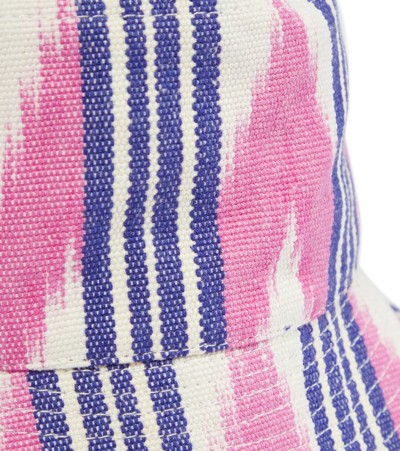 Isabel Marant Haley Stripe Printed Canvas Bucket Hat In Ecru