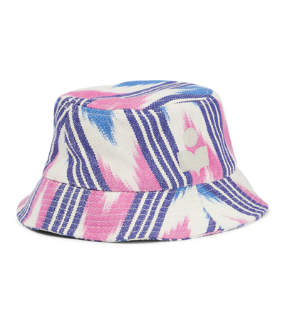 Isabel Marant Haley Stripe Printed Canvas Bucket Hat In Ecru