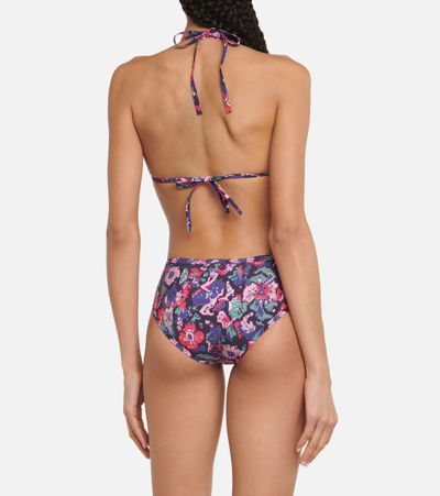 Shop Isabel Marant Étoile Shayla Floral Triangle Bikini Top In Faded Night