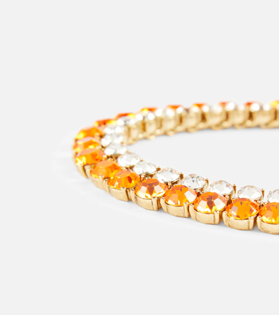 Shop Oscar De La Renta Crystal-embellished Choker In Tangerine