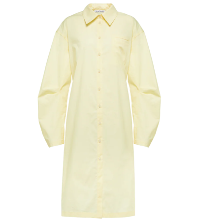 Shop Acne Studios Cotton-blend Shirt Midi Dress In Pale Yellow