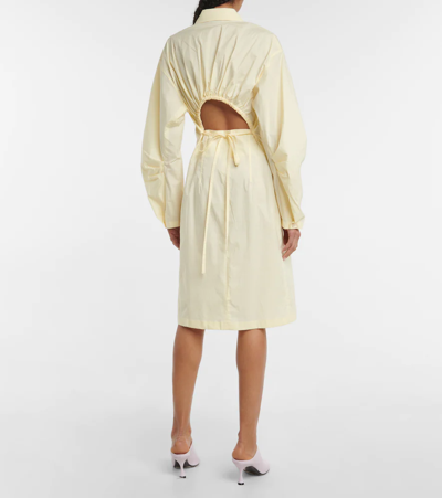 Shop Acne Studios Cotton-blend Shirt Midi Dress In Pale Yellow