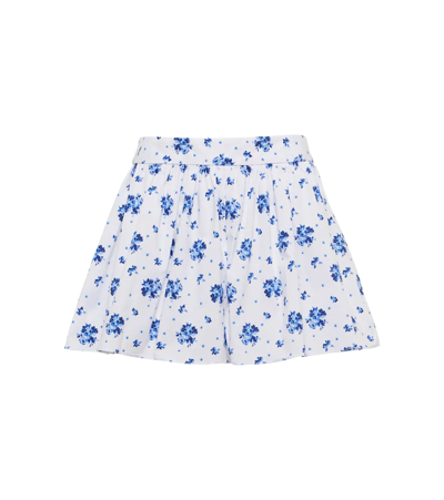 Shop Caroline Constas Teagen Floral Cotton-blend Shorts In Blue Spot Floral