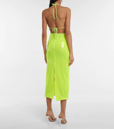 David Koma Sequined Triangle Bikini Top In Yellow