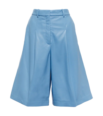 Shop Joseph Tarah Nappa Leather Bermuda Shorts In Sky Blue