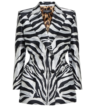 Shop Dolce & Gabbana Zebra-print Jacquard Blazer