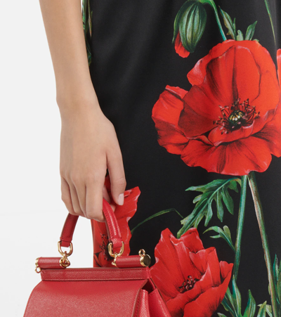 Shop Dolce & Gabbana Floral Silk-blend Satin Midi Dress In Papaveri Fdo.nero