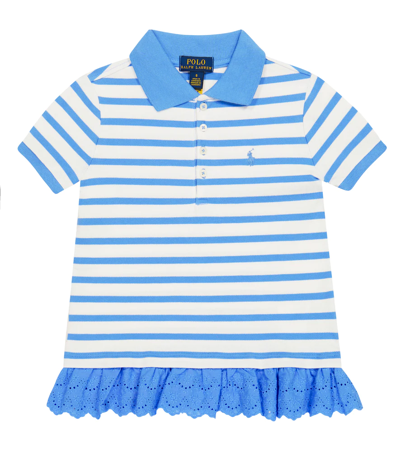 Shop Polo Ralph Lauren Striped Cotton Polo T-shirt In Blue