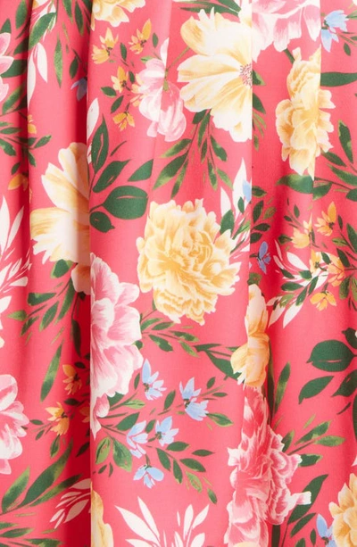 Vince Camuto Petite Floral-print Fit & Flare Dress In Pink