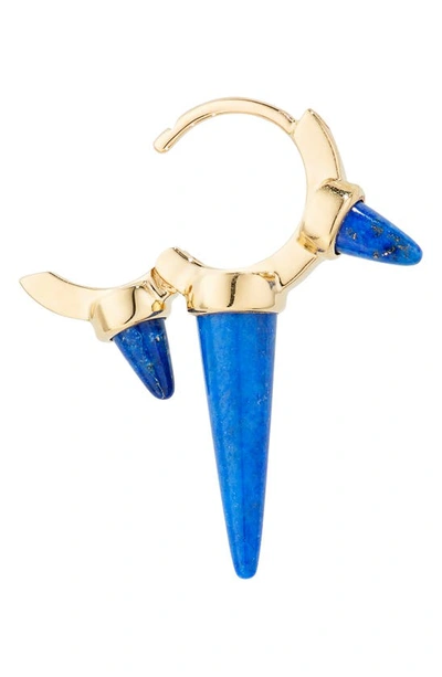 Shop Maria Tash Lapis Lazuli Triple Long Spike Hoop Earring In Yellow