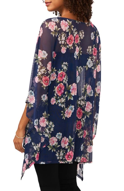 Chaus Floral Mesh Cape In Navy