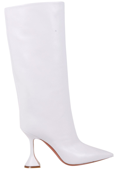 Shop Amina Muaddi Heeled Boots In White