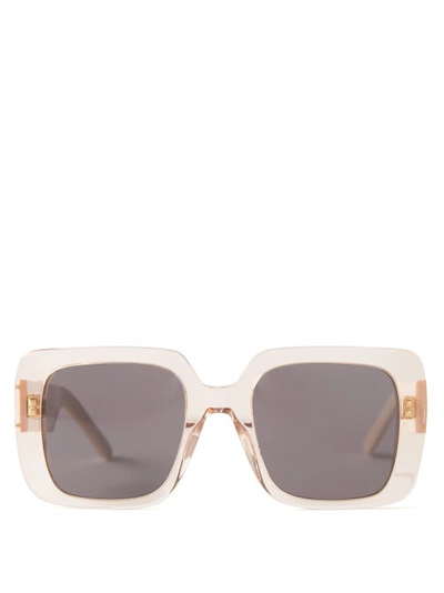 Wil S3u Pink Oversized Square Sunglasses In Transparent Beige/gray