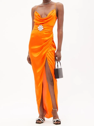 Alessandra Rich Silk Satin Evening Dress In Orange | ModeSens