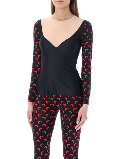Shop Marine Serre Panelled Crescent Moon Printed Top In Multi