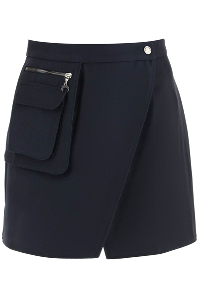 Shop Marine Serre Pocket Detailed Wrap Mini Skirt In Blue