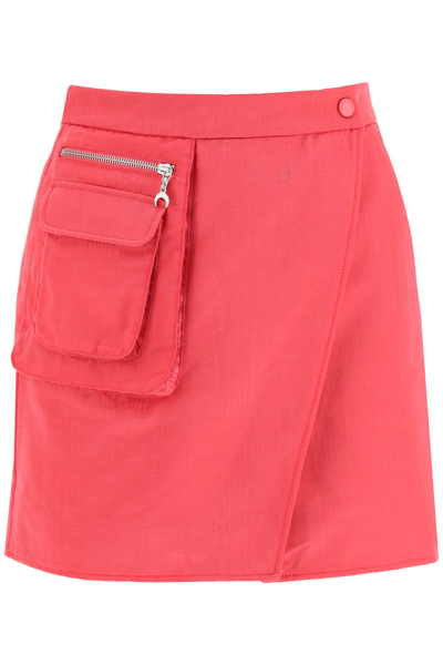 Shop Marine Serre Pocket Embellished Wrap Mini Skirt In Pink