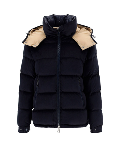 Moncler Holostee Hooded Quilted Velvet Down Jacket In Dark Moncler Holostee Hooded Quilted Velvet Down Jacket In Dark