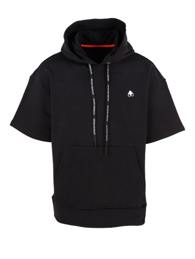 Shop Moose Knuckles Logo Detailed Drawstring Hoodie In Black