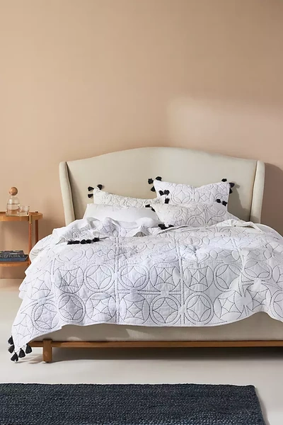 Shop Anthropologie Embroidered Joaquin Quilt By  In Black Size Tw Top/bed