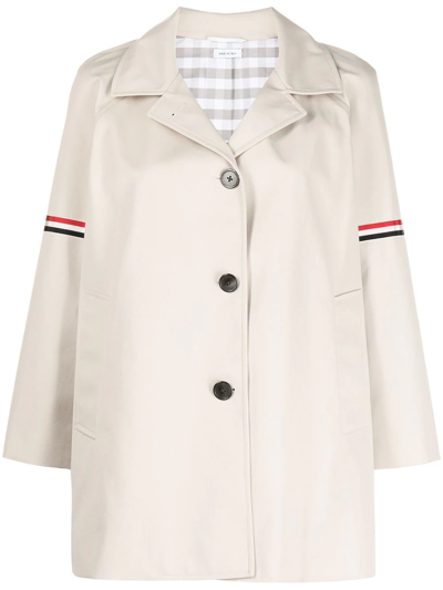Shop Thom Browne Single-breasted Short Coat In Neutrals