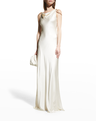 Shop Cult Gaia Azealia Open-back Cowl-neck Gown In Off White