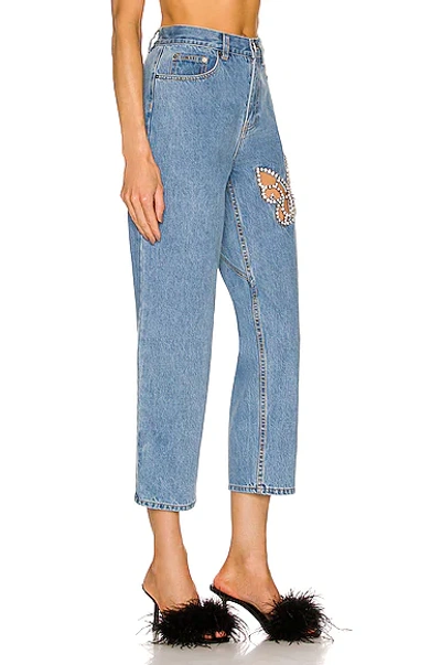 Area butterfly-patch Cropped Jeans - Blue