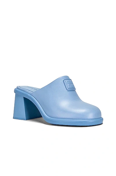 Shop Miu Miu Soft Mules In Celeste