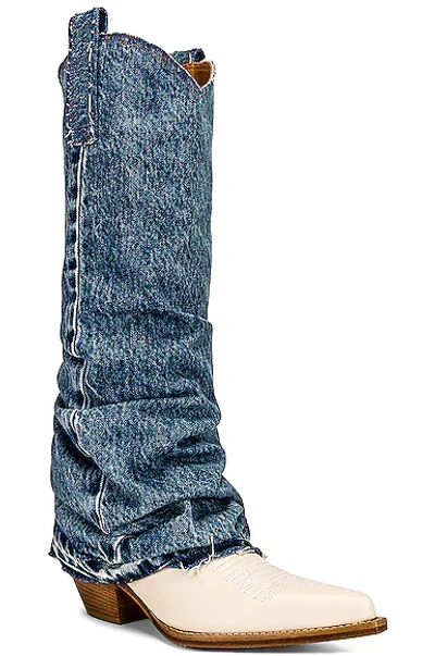 R13 Mid Cowboy Boots With Sleeves In Indigo