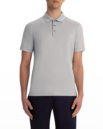 Shop Bugatchi Men's Ooohcotton Tech Solid Polo Shirt In Platinum