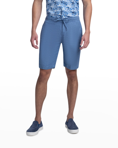 Shop Bugatchi Men's Linen Drawstring Bermuda Shorts In Riviera