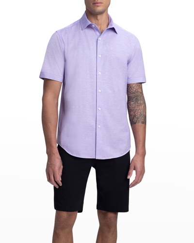 Shop Bugatchi Men's Ooohcotton Tech Slub Sport Shirt In Lilac