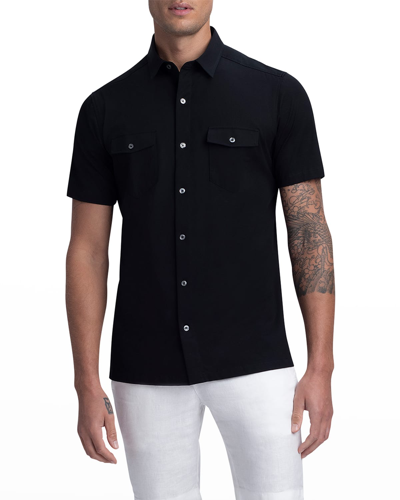 Shop Bugatchi Men's Ooohcotton 2-pocket Sport Shirt In Black