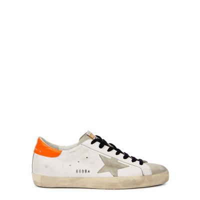 Shop Golden Goose Superstar Distressed Leather Sneakers In White