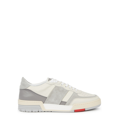 Shop Collegium Pillar Destroyer Off-white Panelled Leather Sneakers