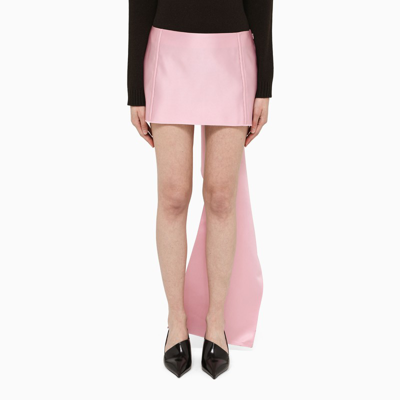 Shop Prada Pink Satin Mini Skirt With Drape