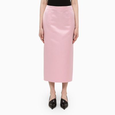 Shop Prada Pink Satin Long Skirt