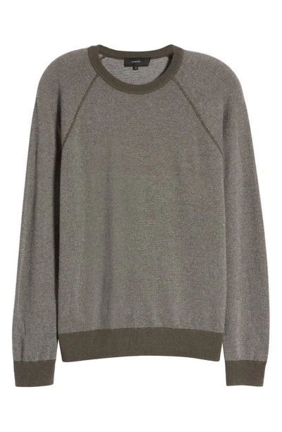 Shop Vince Bird's Eye Wool & Cashmere Pullover In Frog/ Pearl