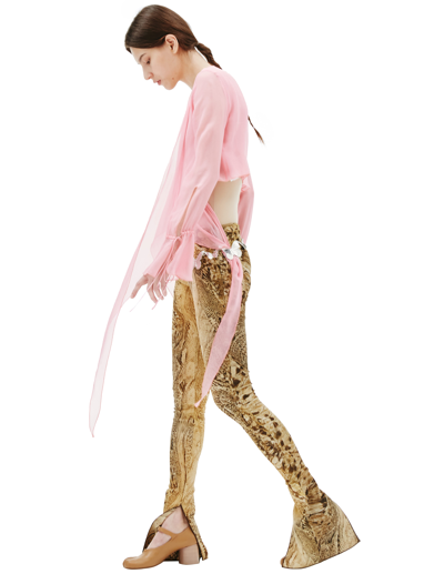 Blumarine Python-effect Flared Trousers In Brown