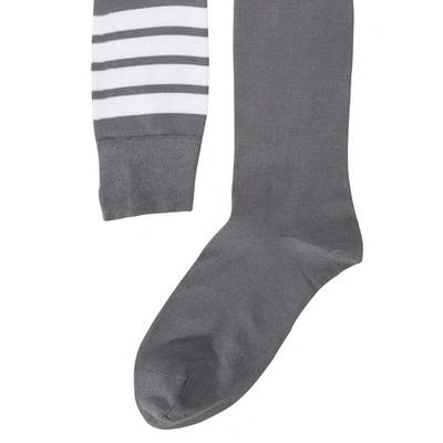 Shop Thom Browne Striped Socks In Med Grey