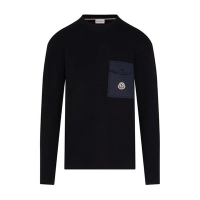 Shop Moncler Crew Neck Sweater In Navy