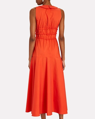 Shop Aknvas Jackson Draw-string Cut-out Midi Dress In Orange