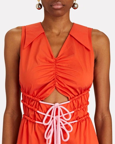 Shop Aknvas Jackson Draw-string Cut-out Midi Dress In Orange