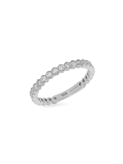 Shop Nephora Women's Diamond Trend Three-quarter Way 14k White Gold & Diamond Band Ring