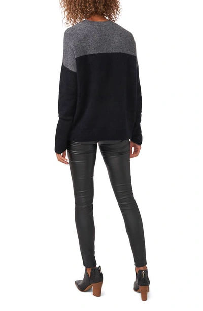 Shop Vince Camuto Extended Shoulder Colorblock Sweater In Rich Black